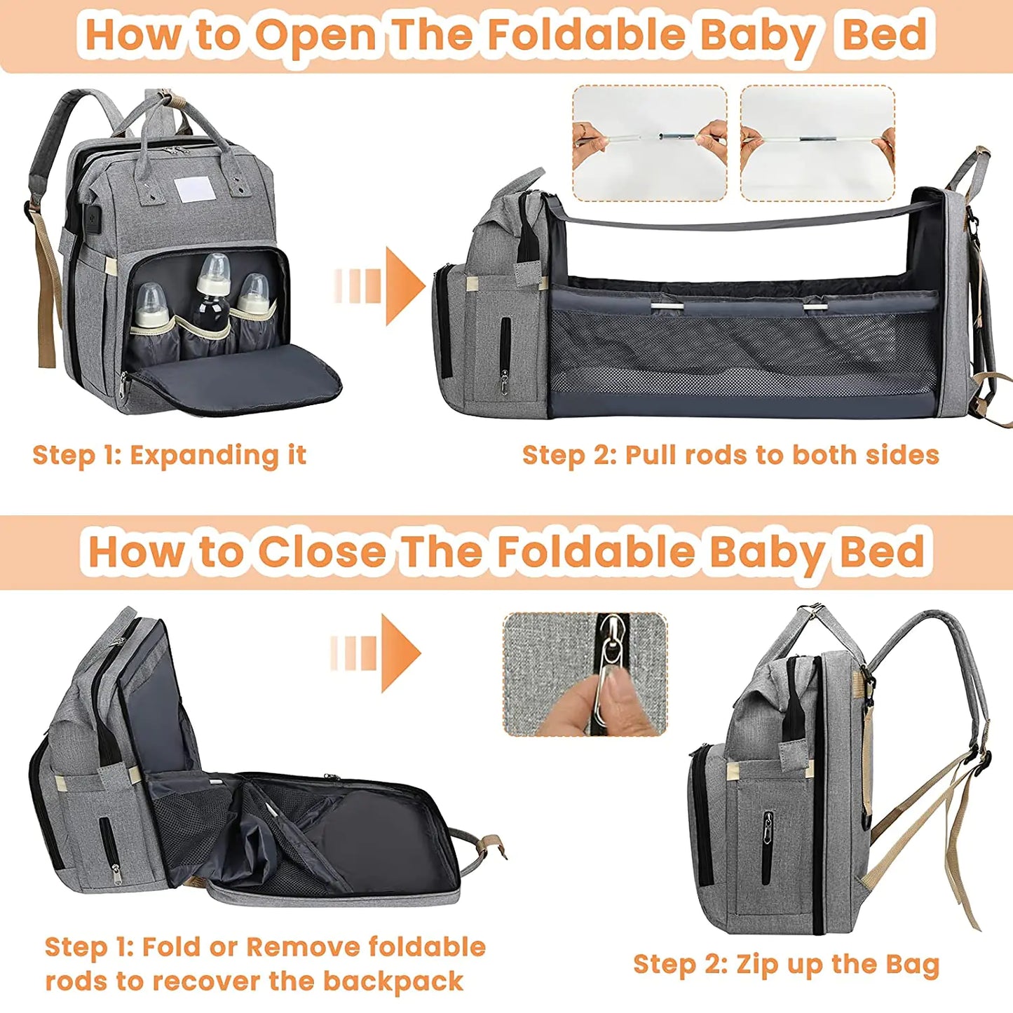 Portable Nappy Crib and Backpack