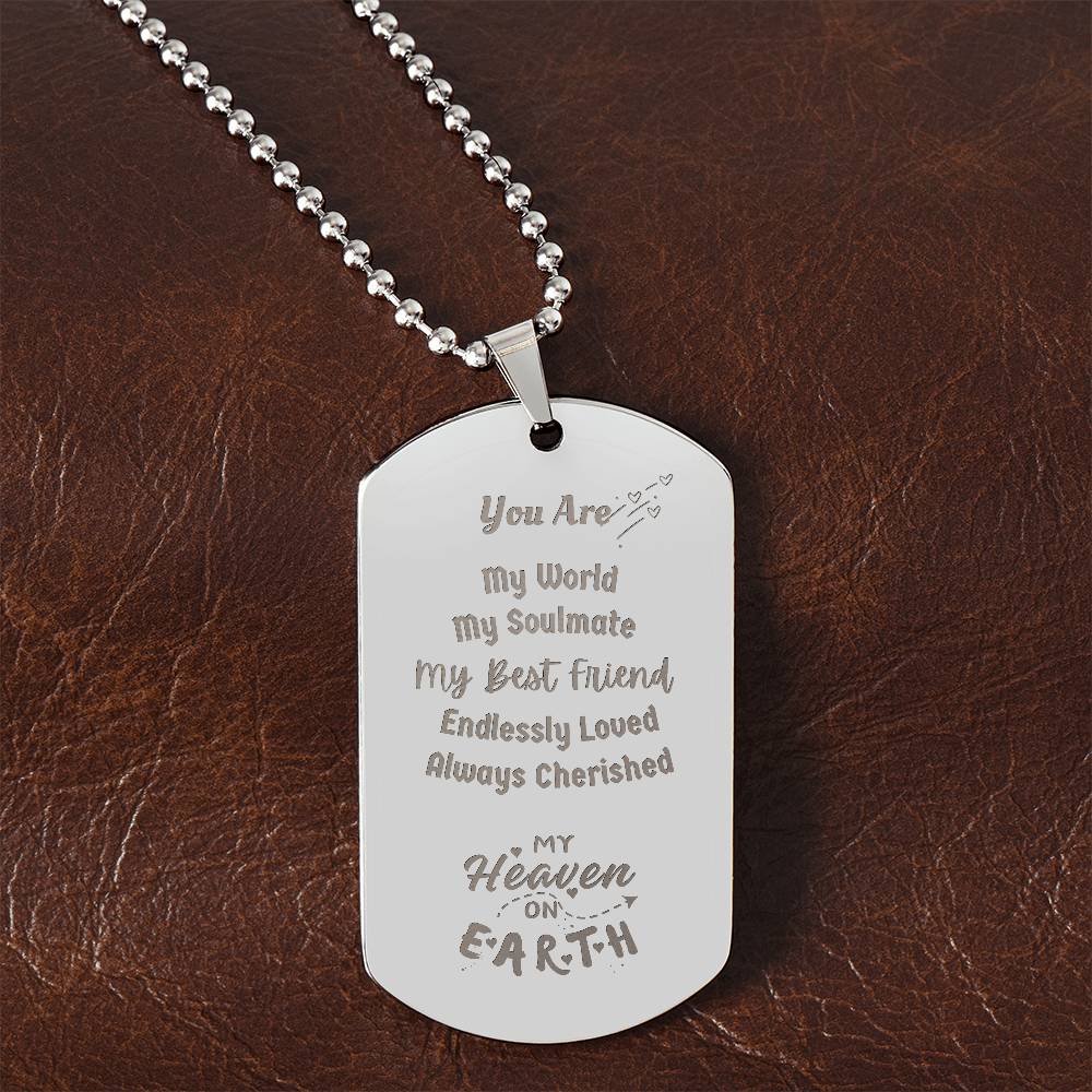 You Are My World Engravable Dog Tag Necklace