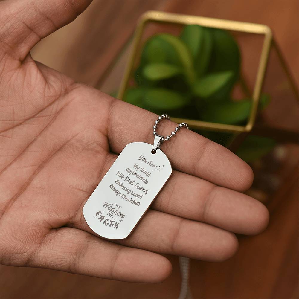 You Are My World Engravable Dog Tag Necklace