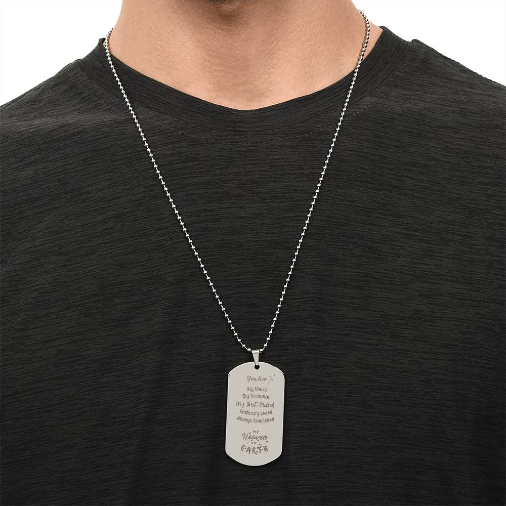 You Are My World Engravable Dog Tag Necklace