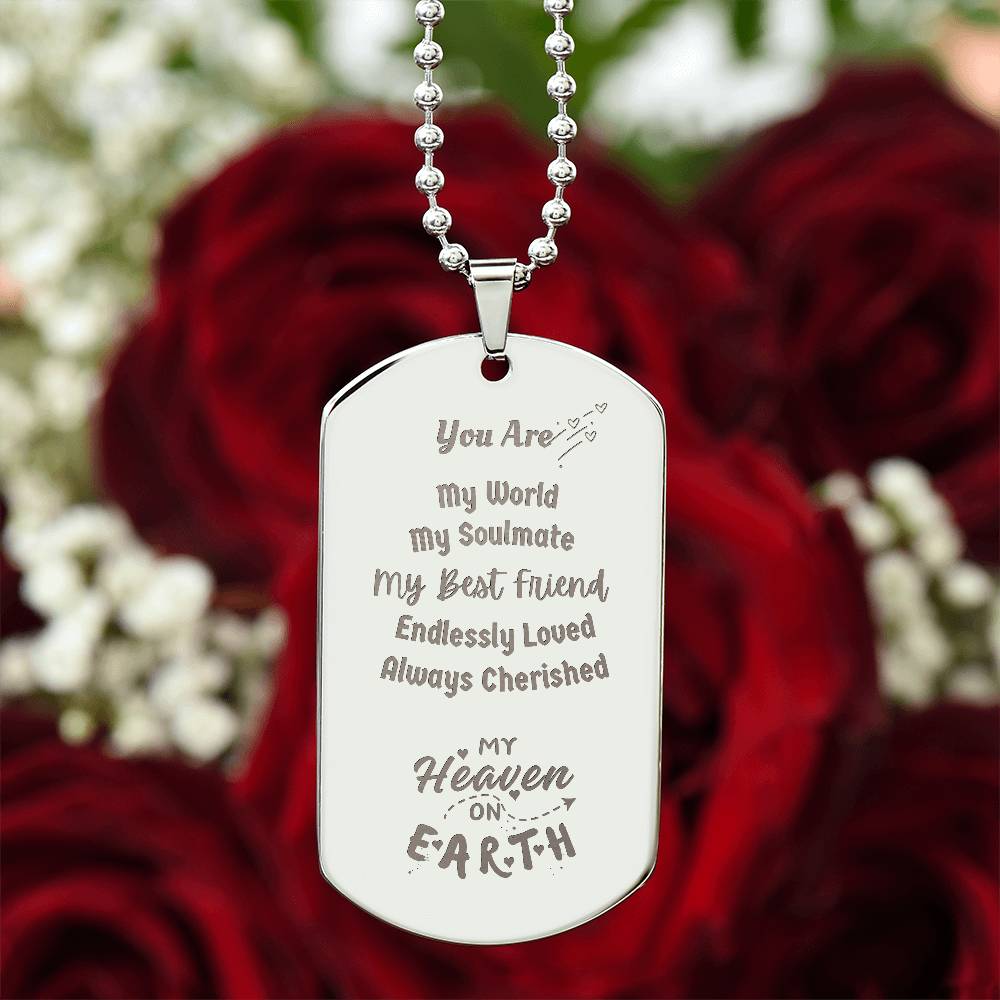 You Are My World Engravable Dog Tag Necklace