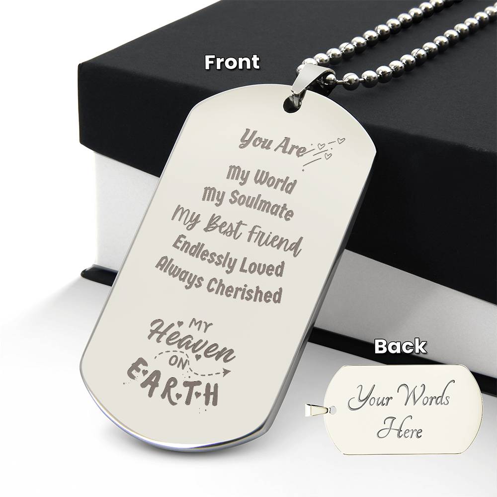 You Are My World Engravable Dog Tag Necklace