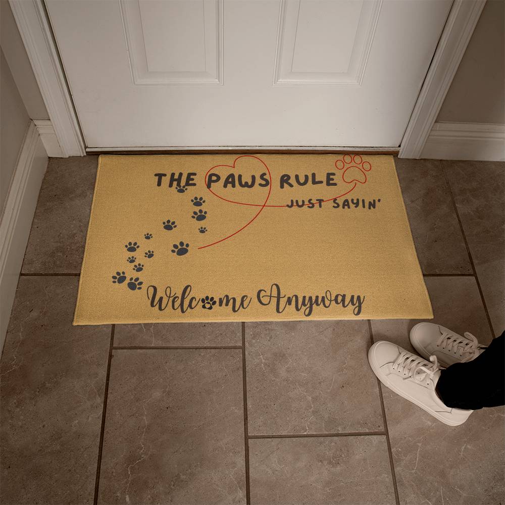 The Paws Rule Welcome Mat