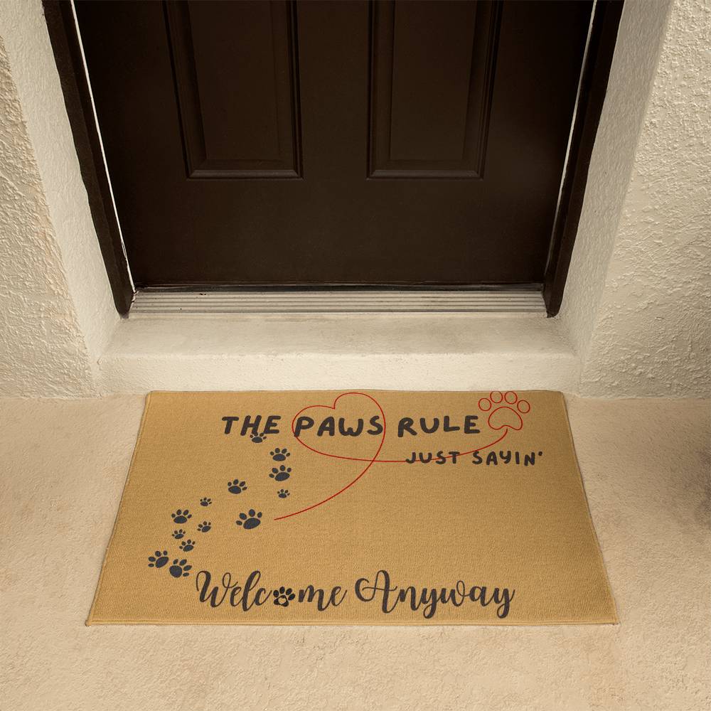 The Paws Rule Welcome Mat