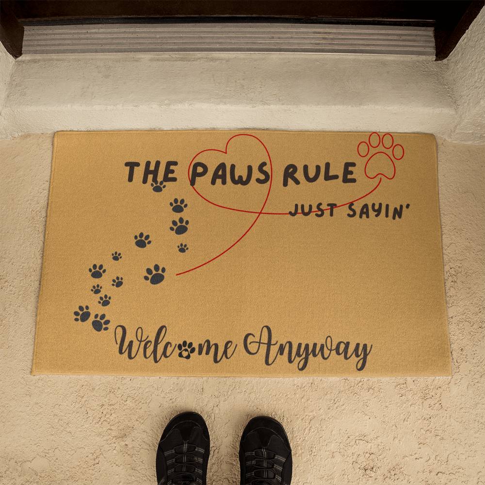 The Paws Rule Welcome Mat