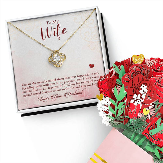 To My Wife - Spending Time With You Is So Precious - Necklace & Flower Bouquet