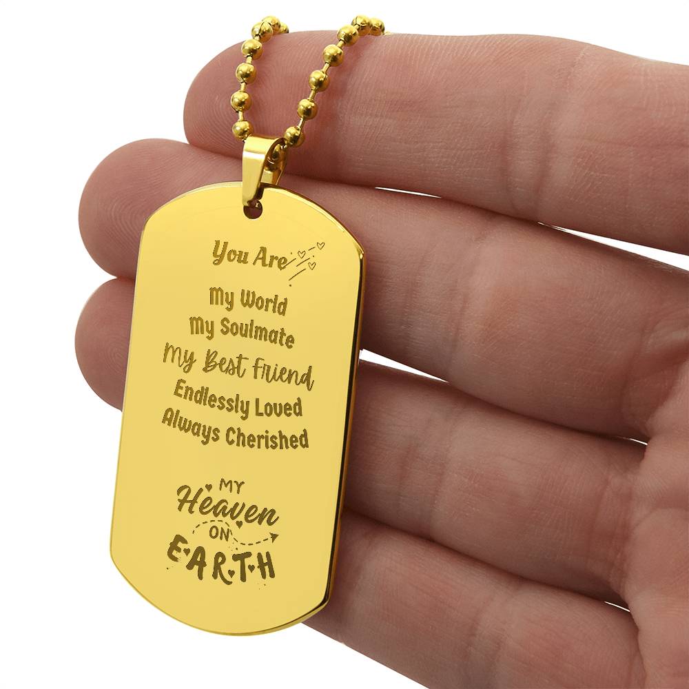 You Are My World Engravable Dog Tag Necklace