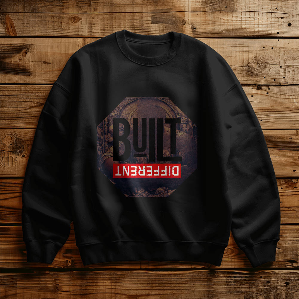 Built Different White & Black Unisex Sweatshirt