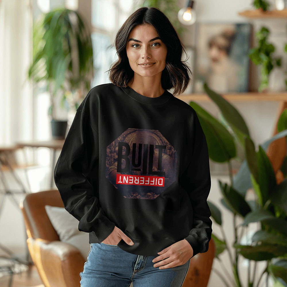 Built Different White & Black Unisex Sweatshirt