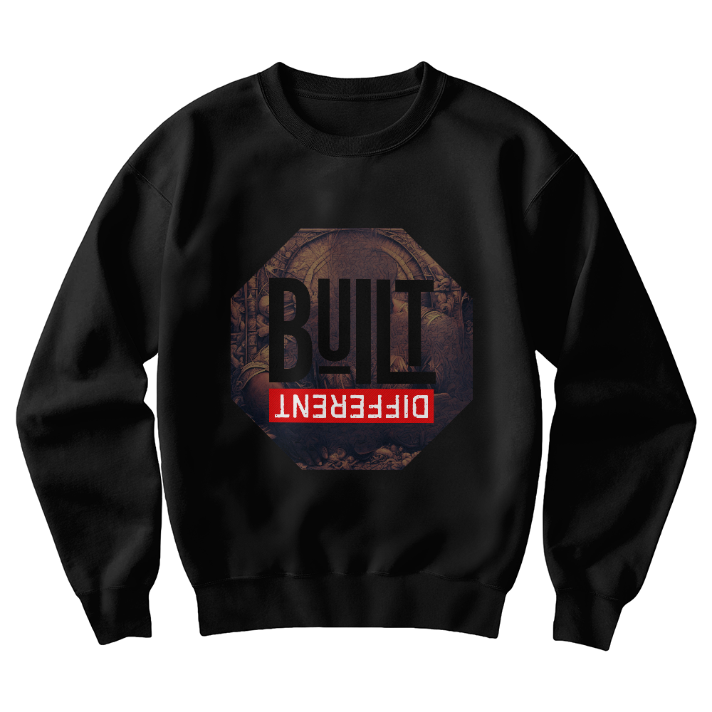 Built Different White & Black Unisex Sweatshirt